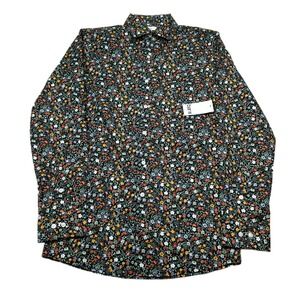 Bar III Floral Print Shirt Mens Small‎ 14-14.5 Slim Fit Stretch Long Sleeve NEW